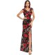Women Daily simple, self-tight dress, high waist V-neck Floral