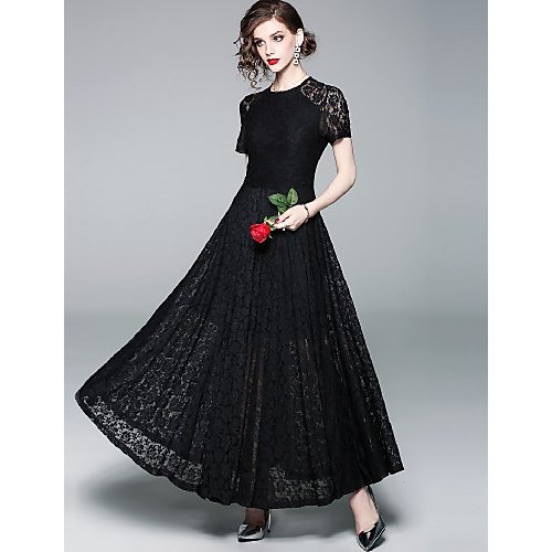 Women vacation, go retro, sophisticated swing dress, solid color lace